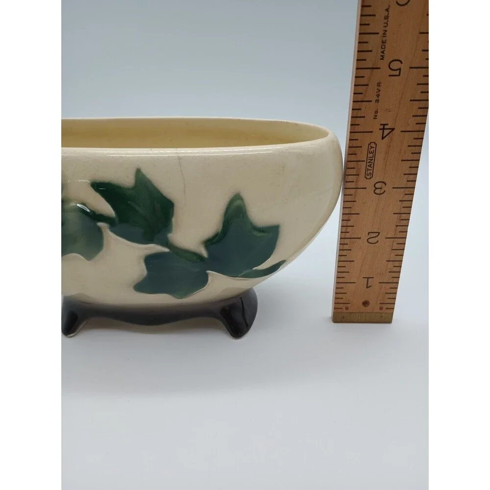 Vintage Royal Copely Ivy Vine Art Footed Table Planter Green & White